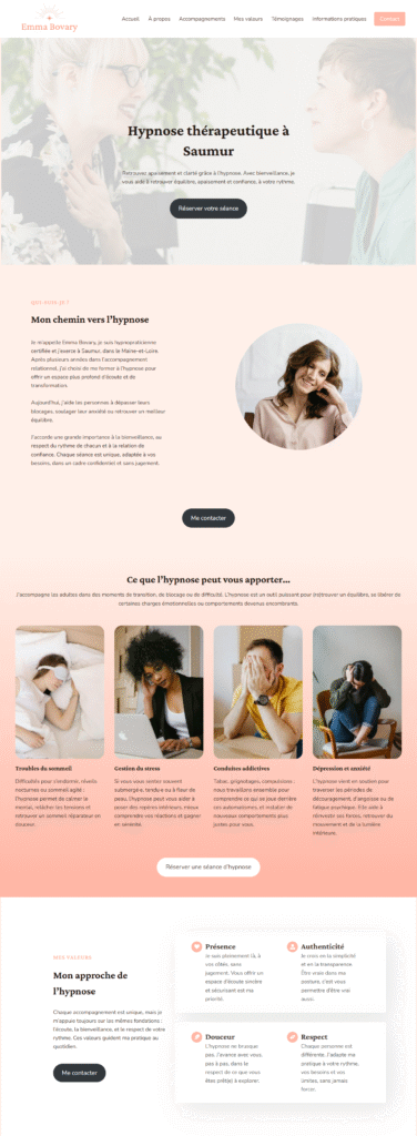 Site pour hypnothérapeute créé par le Studio Rémanences